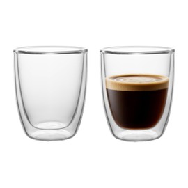 NIRA.Z 2 Pack 12oz Double Wall Glass Coffee Mugs, No Hole Bottom, Insulated Borosilicate Glass Coffee Cups, Clear Mugs for Hot & Cold Beverages, Perfect for Espresso, Latte, Tea, Cappuccino