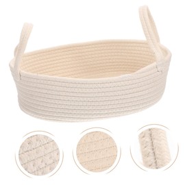 Mikinona Portable Woven Storage Basket Cotton Rope Organizer for Sundries Stylish Home Decor for Bedroom Living Room and Practical Storage