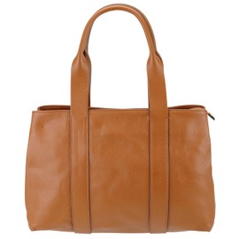 SH Leder ® Inja G789 Women's Genuine Cowhide Leather Handbag Shoulder Bag 14 Inch Laptop Bag for Office School Work Bag Travel with Inner Pocket 39 x 26 cm, Cognac, L