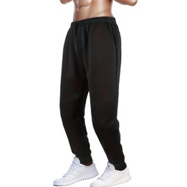 Menoio Men's Fleece Sweatpants with Pockets Athletic Bottom Joggers for Running and Gym Workouts (US, Alpha, Medium, Regular, Regular, Black)
