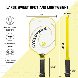 cyclotron Pickleball Paddles Set of 2, Teflon Fiberglass Pickleball Paddle Sets, Indoor Outdoor Lightweight Pickleball Equipment for Beginner, Includes 4 Balls and 1 Bag