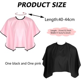 2 capas de maquillaje impermeables con cierre de velcro para peluquería (negro, rosa), negro, rosa, talla única