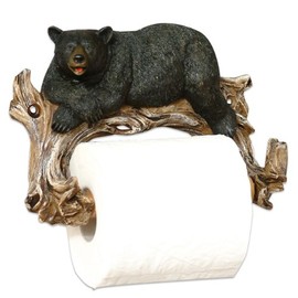 BLACK FOREST DECOR Relaxing Bear Toilet Paper Rustic Holder - Rustic Bath Accessories