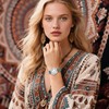 Lancardo Women Stretch Band Watch: Bohemia Colorful Elastic Strap Analog