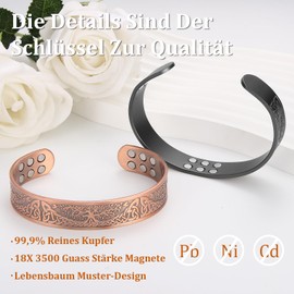 MagEnergy Copper Bracelet for Men, Ultra Strength Magnetic Bracelet with 18 Magnets, 99.9% Pure Copper, Adjustable Jewellery Gift Box (Copper Tree of Life)