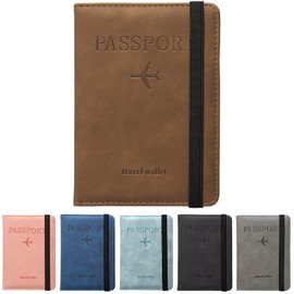 Passport Holder,Passport Covers with SIM Slot,RFID Blocking Passport Wallet Case Passport Travel Book Holder Cover Case,PU Leather Document Organizer Protector,for Boarding Passes (Brown)