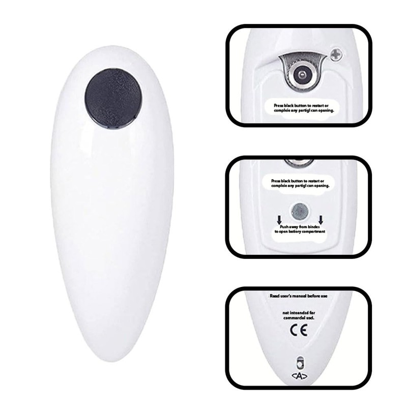 Electric Can Opener, One Touch Can Opener, Automatic 360° Rotation,