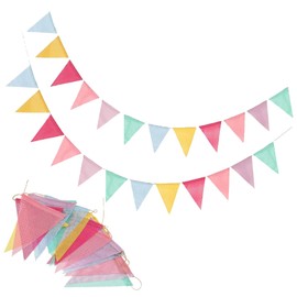 2PCS Pennant Banner Flags Banners - Colorful Triangle Banners for Birthday, Easter, Classroom, School, Carnival Decor - Outdoor Burlap Bunting - Festive Party Decorations