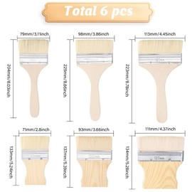 CHGCRAFT 6pcs 6 Styles Goat Hair Brush Flat Paddle Paint Brush Set Bristle Paint Brush Synthetic Bristles Painting Brushes with Wood Handle for Home Improvement Use Paint Brush, Mixed Color