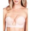 Fullness Backless Strapless Self Adhesive Push-Up V-Bra (B, Beige)
