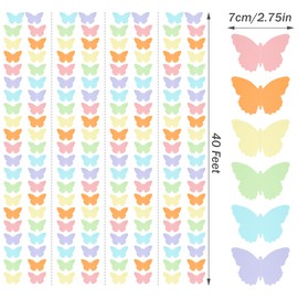 40 Feet Pastel Birthday Decorations Banner Butterfly Pastel Streamers Garland Paper Banner Hanging Party Supplies, Hanging Butterfly Wedding Pastel Baby Shower Decorations