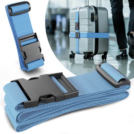 Luggage Strap Set of 2 – Suitcase Straps Safe & Eye-catching – Luggage Strap with Name Tags – Luggage Strap – Blue