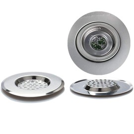 EUROXANTY Stainless Steel Sink Strainers | Set of 2 Hair Strainers with Diameters of 75 or 60 mm | Hair Catcher for Showers, Sinks and Sinks | 2 Rustproof Sink Strainers