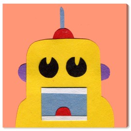 The Oliver Gal Artist Co. Sci-Fi Wall Art Canvas Prints for Kids Room 'Robot Head III' Childrens Bedroom Décor, 16" x 16", Orange, Yellow