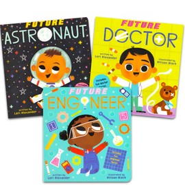 Future Baby Book 3 Pack - Bundle with Future Astronaut, Future Doctor, Future Engineer Books for Kids, Boys, Girls Plus Stickers | Future Baby Board Book Set