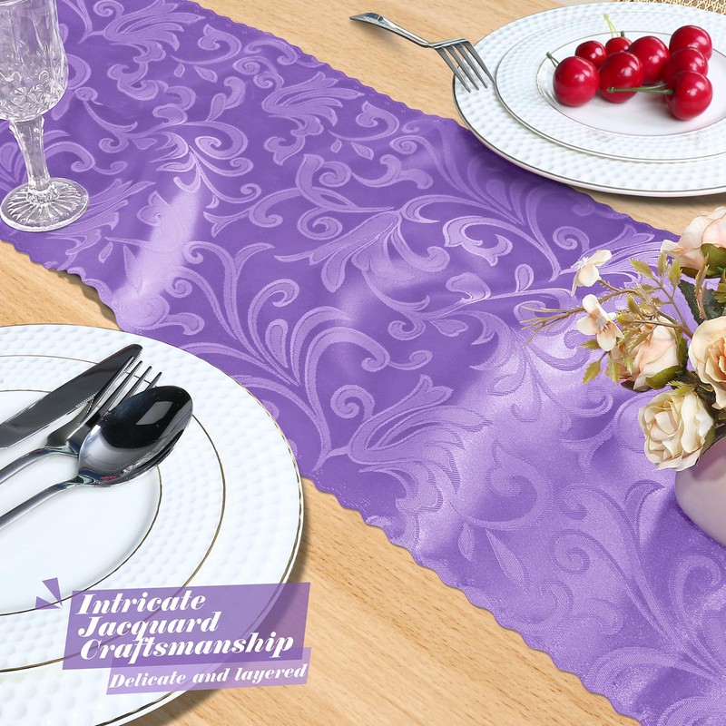 MILVOWOC 4 Pack Lilac Satin Table Runner, 12 x 72