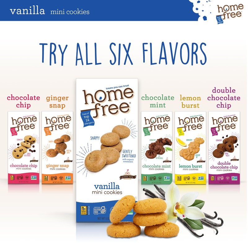 Homefree Treats you Can Trust, 70% Organic, Vanilla Mini Cookies,