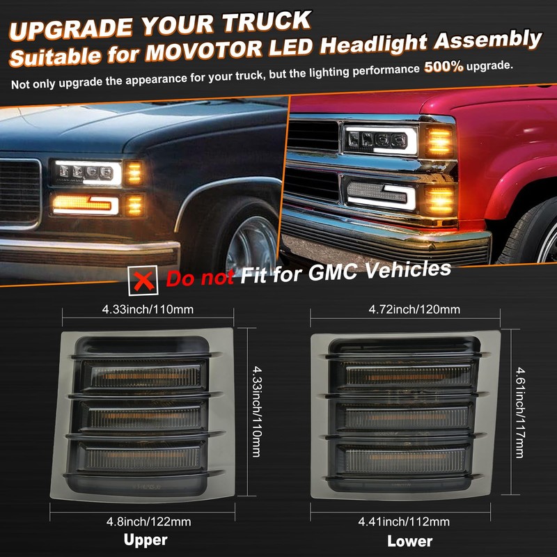 MOVOTOR LED Side Marker Lights with Amber Sequential Turn Signal