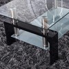 Mecor Rectangle Glass Coffee Table-Modern Side Coffee Table with Lower