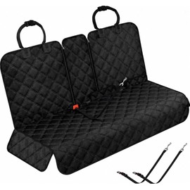 Ekisemio Dog Car Seat Cover for Back Seat, Waterproof 600D Oxford Pet Seat Protector for Cars SUVs Trucks, Heavy Duty Non-Slip Rear Bench Cover, Machine Washable Scratchproof - Black