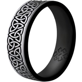 Knot Theory Wider Trinity Silicone Ring for Women and Men - Smooth Silver Size 7, Rubber Wedding Band, Dual Layer Engraved Breathable Engagement 6mm Bandwidth