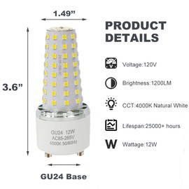 XRZT GU24 LED Bulb - 100W Equivalent, GU24 Base 2-Prong Light Bulbs for Home, Office, Commercial Use | Indoor/Outdoor Lighting 120V (Not dimmable) (4000K, 2 Pack)