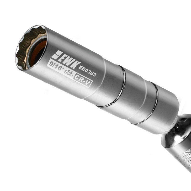 EWK 9/16" (14mm) Swivel Magnetic Spark Plug Socket, 3/8" Drive