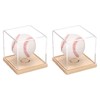 sourcing map 2Pcs Baseball Display Case with Wooden Round Base,