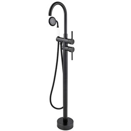 Aolemi Floor Mount Bathtub Faucet Black Freestanding Tub Filler Standing High Flow Shower Faucets with Handheld Shower Mixer Taps