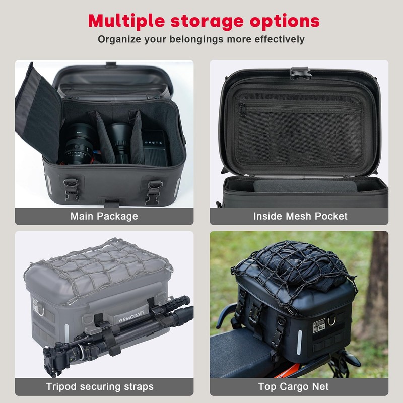 ARMORIAN Motorcycle Tail Luggage Bag Waterproof 18L Near Rack Trunk