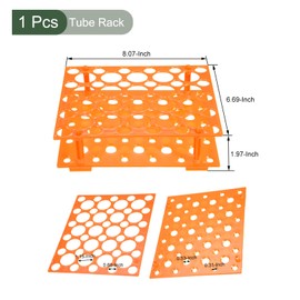 YOKIVE Tube Rack, PP Polypropylene Test Tube Rack Holder | Great for 0.5ml, 1.5ml, 1.8ml, 10ml, 15ml, 50ml Lab Test Tube(Orange, 50-Sockets)