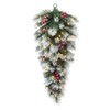 Glitzhome 3ft Pre-Lit Pinecones and Red Berries Artificial Christmas Teardrop,