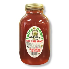 NATURZ BEEZ RAW HONEY BLUEBERRY BLOSSOM 5 LBS 100% PURE RAW UNFILTERED HONEY In Glass 5LB