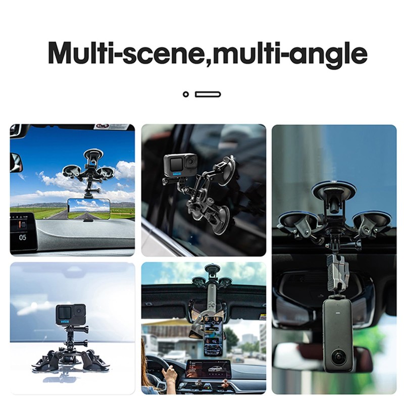 LICHIFIT Car Mounted Strong Suction Cup Mount, Large Tripod Suction