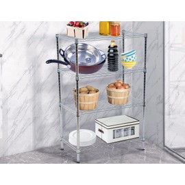 Capacmkseh 4-Tier Metal Wire Shelving Unit Kitchen Shelf Organizer Storage Rack Utility Snack Shelf, NSF Certified Shelves for shelves Pantry