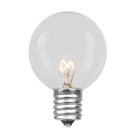 25 Foot G50 Outdoor Patio String Lights with 25 Clear Globe Bulbs – Indoor Outdoor String Lights – Market Bistro Café Hanging String Lights – C9/E17 Base - White Wire