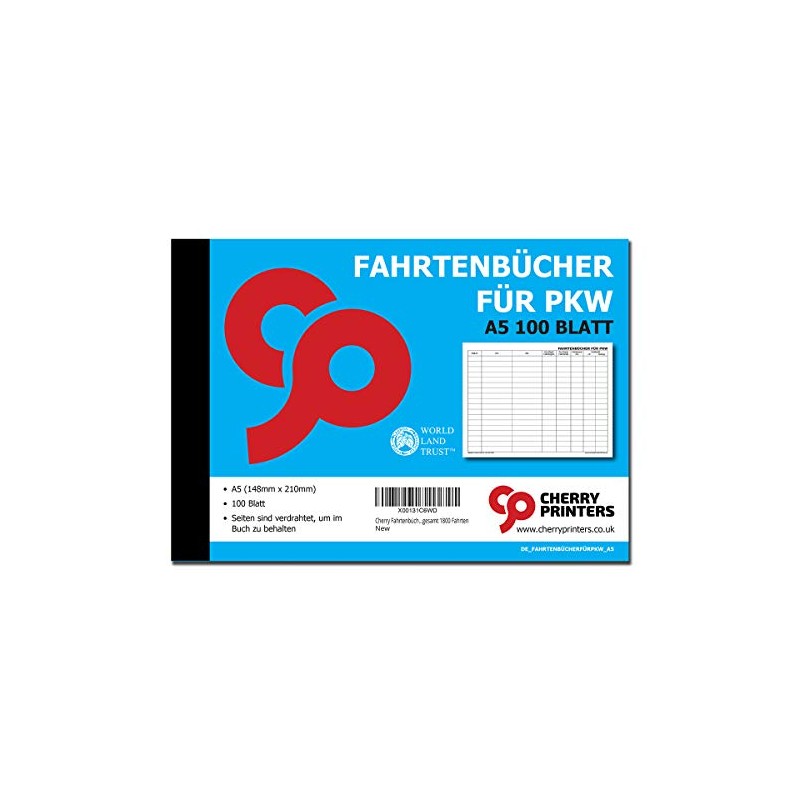 Cherry A5 Car Driving Logs on 100 Pages for 1800