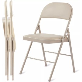 Simple Deluxe 2 Pack Folding Chairs with Padded Cushion and Back Metal Frame Up to 350 Lbs