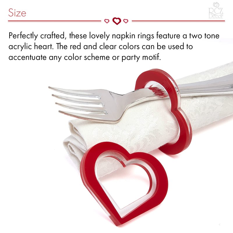 RCZ Décor Heart Valentine Napkin Rings | Acrylic | 8