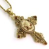 Soulbreezecollection Brown Cameo Christian Cross Pendant Necklace Charm Fashion Jewelry