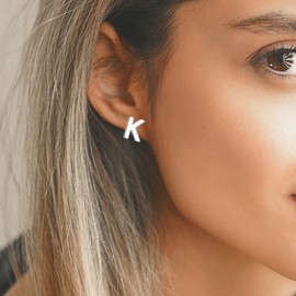SANNYRA Initial Stud Earrings for Women - Stud Earrings for Women Trendy - 14K Gold Plated Dainty Hypoallergenic Letter Earrings for Women Birthday Christmas Gifts