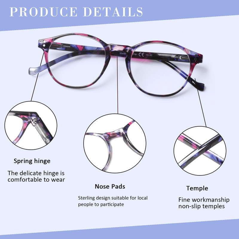 NORPERWIS 5 Pairs Reading Glasses - Standard Fit Spring Hinge