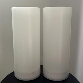 OWLZOO Set of 2 Solar LED Outdoor Flameless Candle, 10 x 4 inches, Waterproof Rechargeable Flameless Pillar Candles, with Dusk to Dawn Sensor, Battery Replaceable