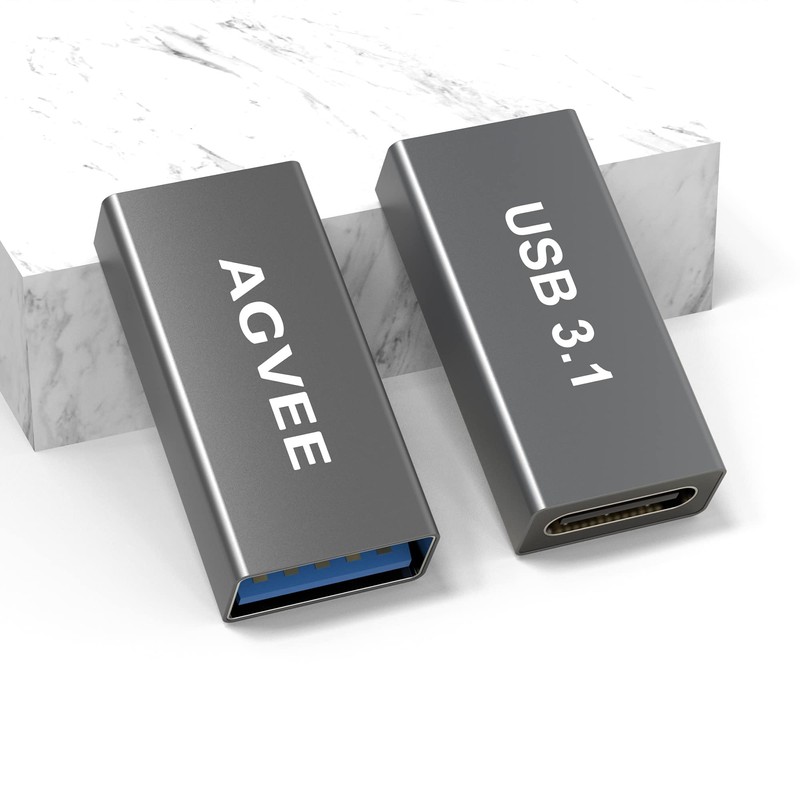AGVEE 4 Pack USB-A Female to USB-C Female Adapter, Bidirectional