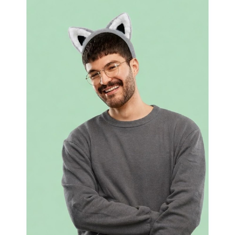 Grey Wolf Ears Headband Grey Cat Ears Headband Gray Fox