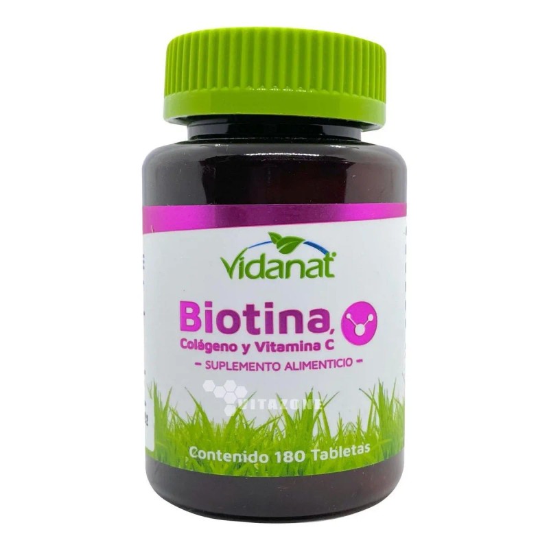 Biotina Colágeno Vitamina 180 Tabletas Vidanat Sabor