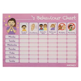 Amababy Amonev Behaviour chart 2x Pink Pack Amonev Behaviour Reward Charts for boys and girls Toddlers Twin Pack with 225 star stickers included