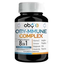OBY Immune Complex 8 en 1 | Vitamina C y Zinc con Echinacea, Ajo Envejecido, Jengibre, Propóleo, Betaglucanos y Piperina | Fórmula Premium | Suplement