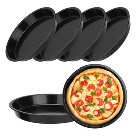 WENLISELL 6 Pack 8 Inch Pizza Baking Trays for Oven Non Stick, 20cm Round Pizza Pan, Deep Carbon Steel Pizzas Oven Trays for Baking