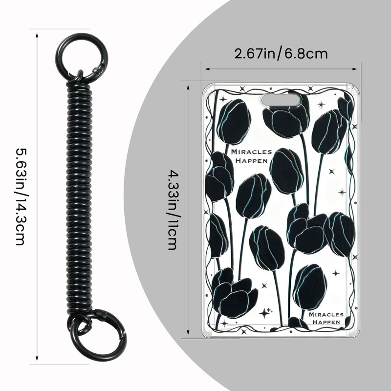 SHININGEYES ID Card Badge Holder Key Chain Plastic Spring Rope